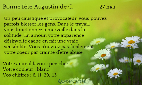 Carte bonne f&ecirc;te Augustin de C.